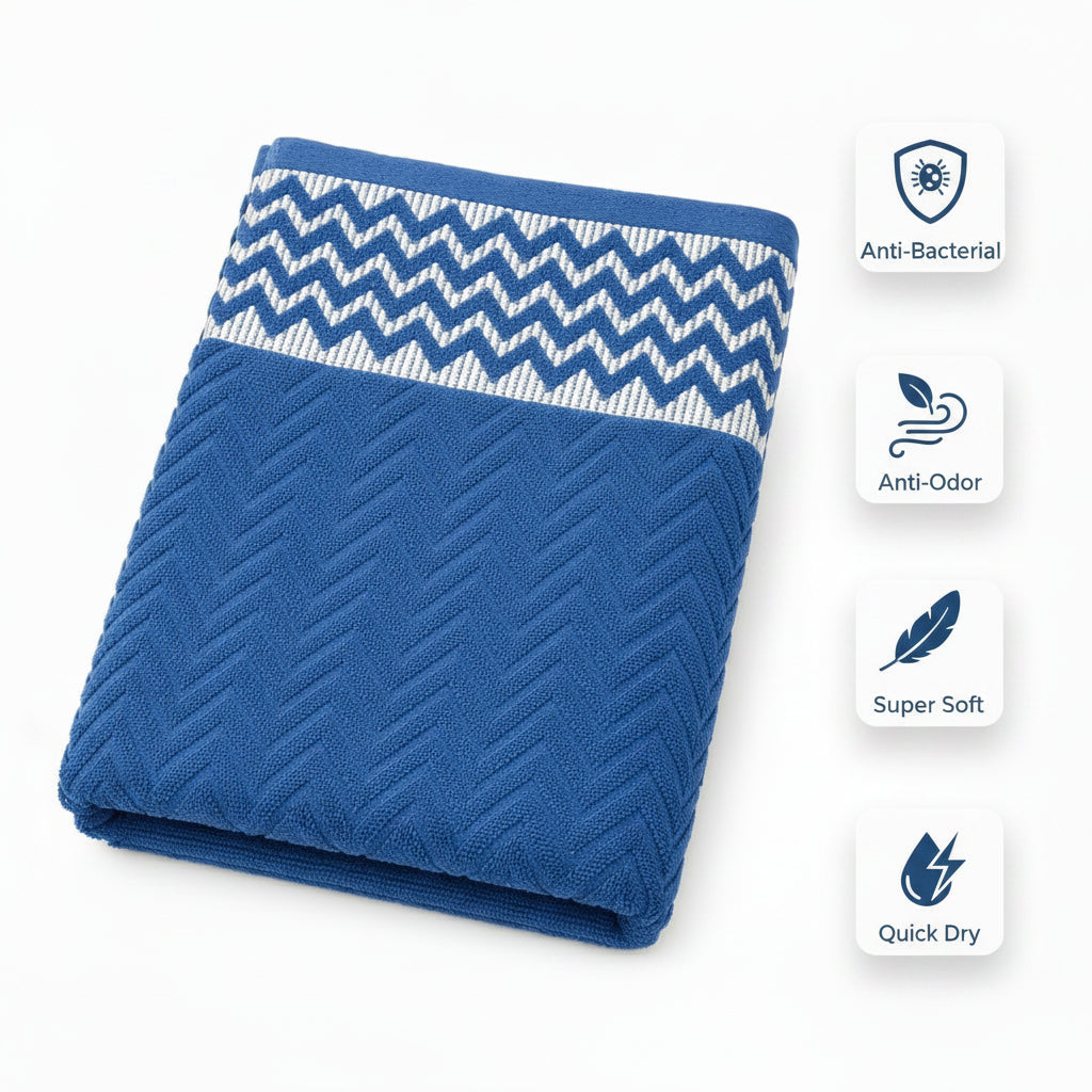 Sanvela  Cotton Bath Towel  |Blue  |  |140cm x 70cm  I 400gsm