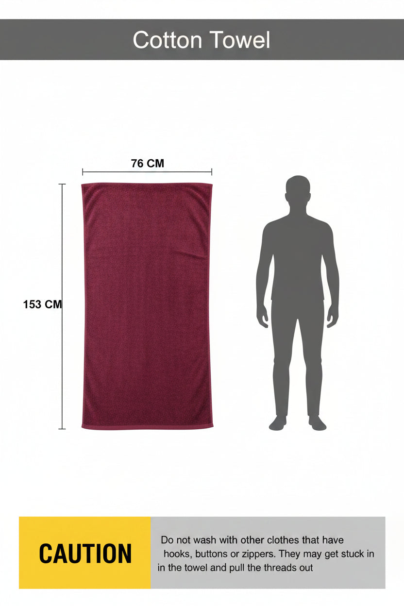 Burgundy Cotton Bath Towel  1 PC | 500 GSM | Cotton |76cm x 153cm