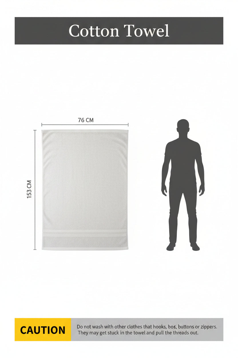 Sanvela  2 Towel set  Cotton Towels | White Large Size Bath Towel I 500 GSM 76 cm × 153 cm