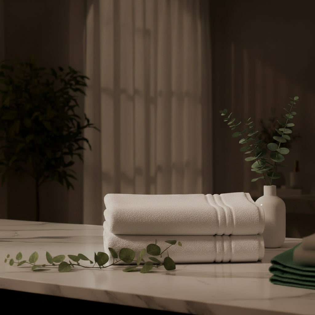 Sanvela  2 Towel set  Cotton Towels | White Large Size Bath Towel I 500 GSM 76 cm × 153 cm