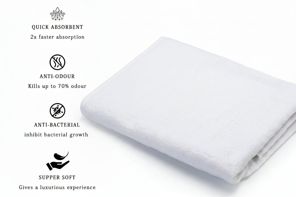 Sanvela  2 Towel set  Cotton Towels | White Large Size Bath Towel I 500 GSM 76 cm × 153 cm