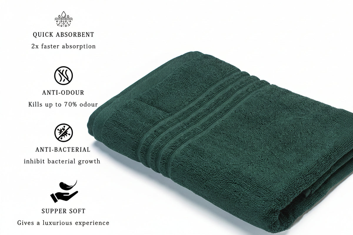 Emerald  Green  Cotton Bath Towel 1 PC | 500 GSM | Cotton | 76cm x 153cm |