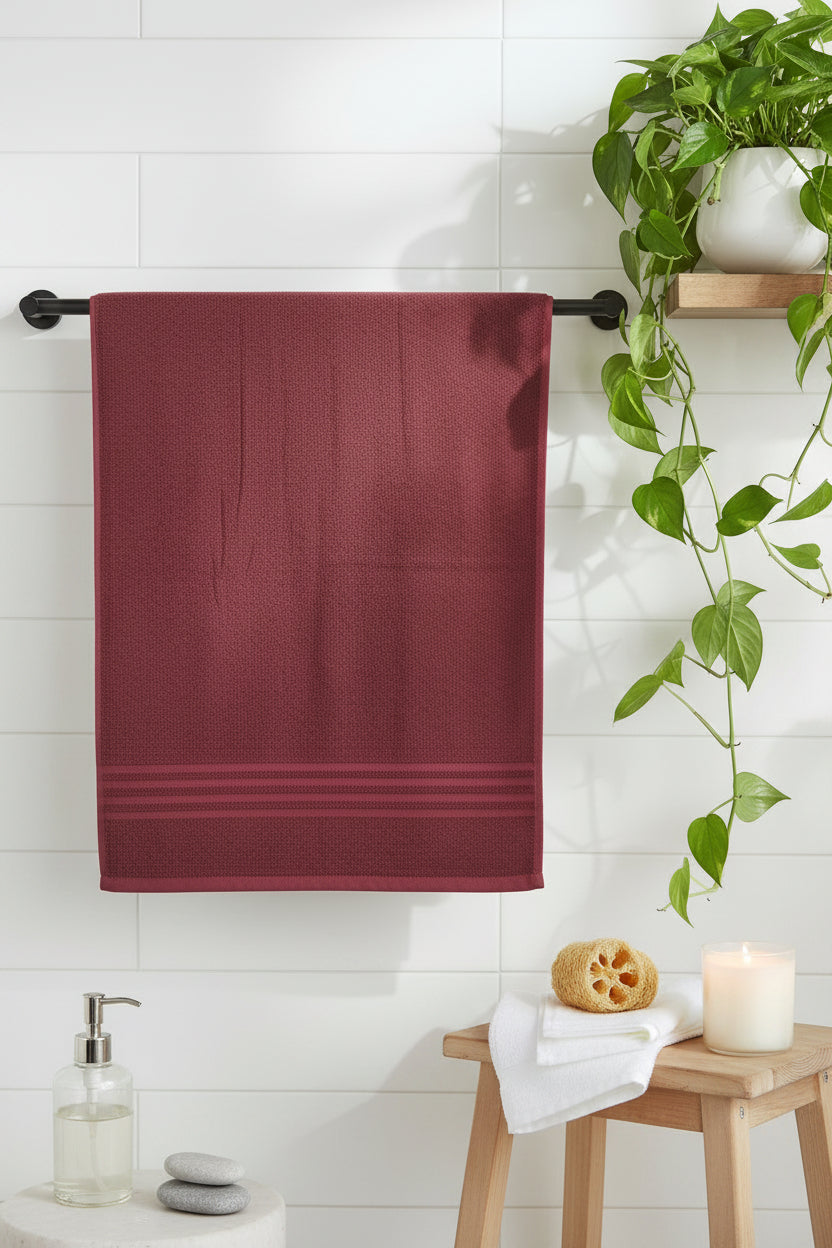 Burgundy Cotton Bath Towel  1 PC | 500 GSM | Cotton |76cm x 153cm